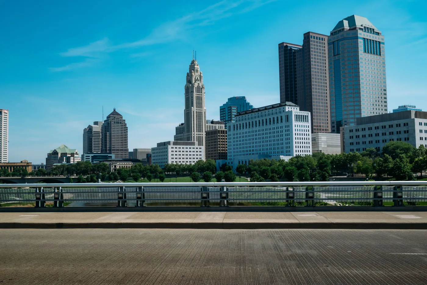 The Columbus, Ohio skyline at dusk